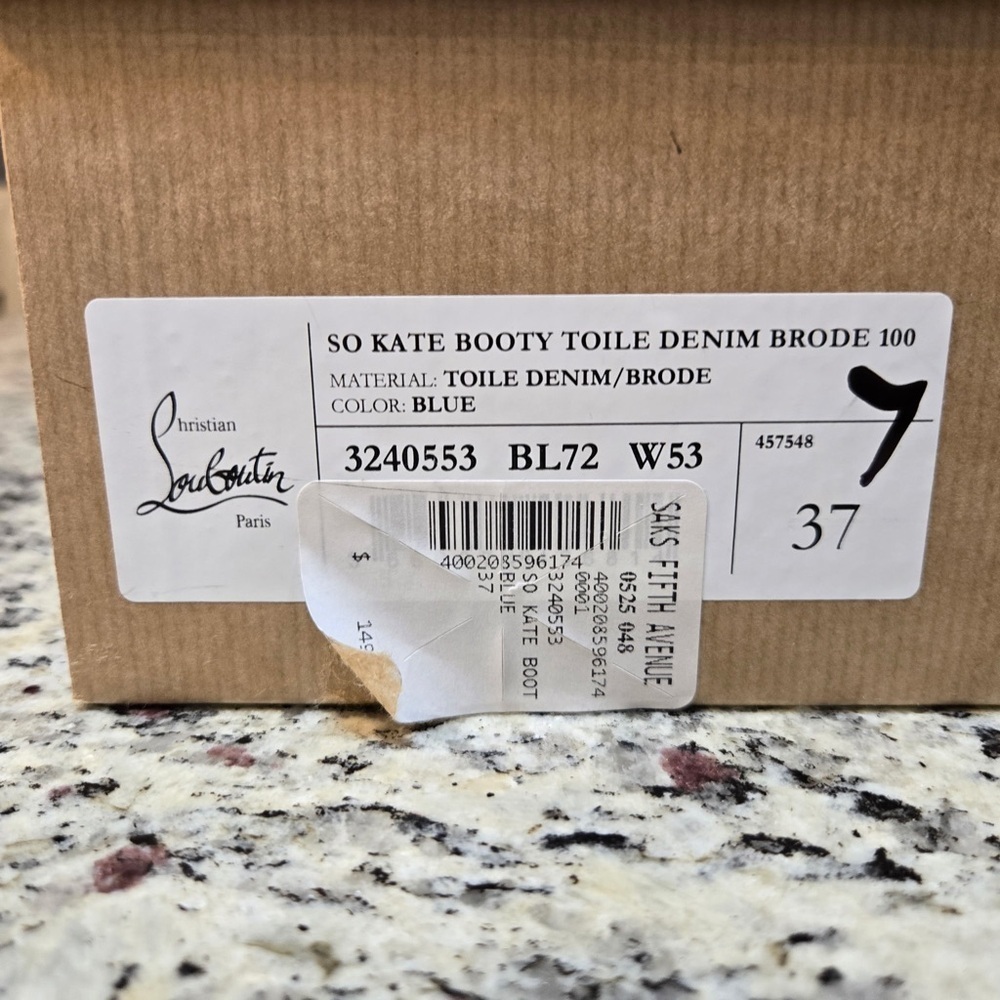 NEW Christian Louboutin So Kate Booty Toile Denim Brode 100mm Size 37 - Picture 12 of 12